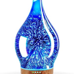 Porseme Oil Diffuser 3D Glass Aromatherapy Ultrasonic Humidifier, Air Refresh Auto Shut-Off, Timer Setting, BPA Free for Home Hotel Yoga Leisure SPA Gift 150ml Last 6H
