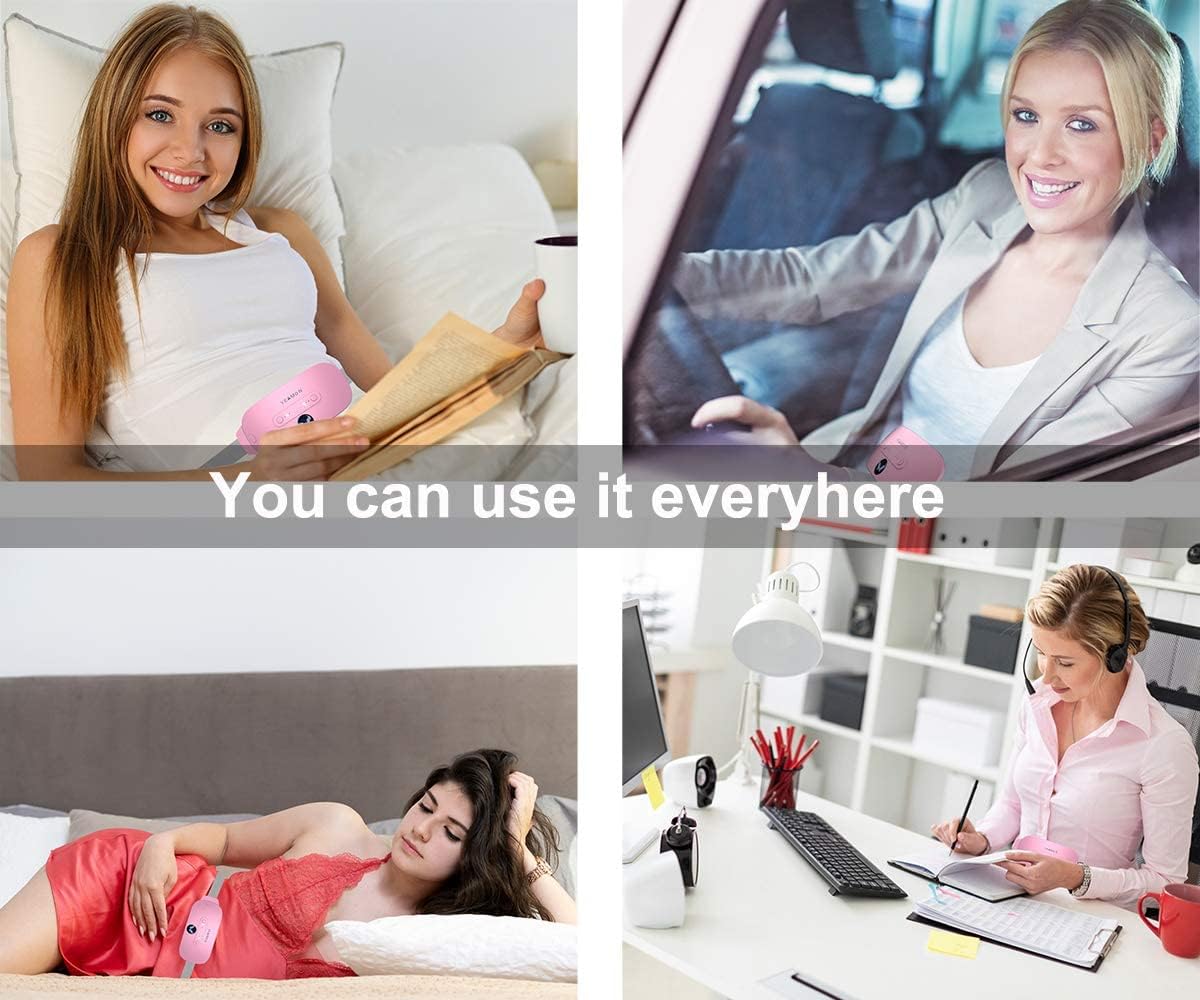 Portable Cordless Heating Pad, Electric Waist Belt Device, Fast Heating Pad with 3 Heat Levels and 3 Massage Modes, Back or Belly Heating Pad, Gifts for Her, Women and Girl - Image 7