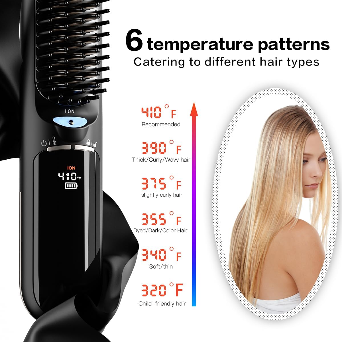 Travel-Friendly Portable Cordless Hair Straightener Brush with Safety Lock and 300 Million Ions - Image 4