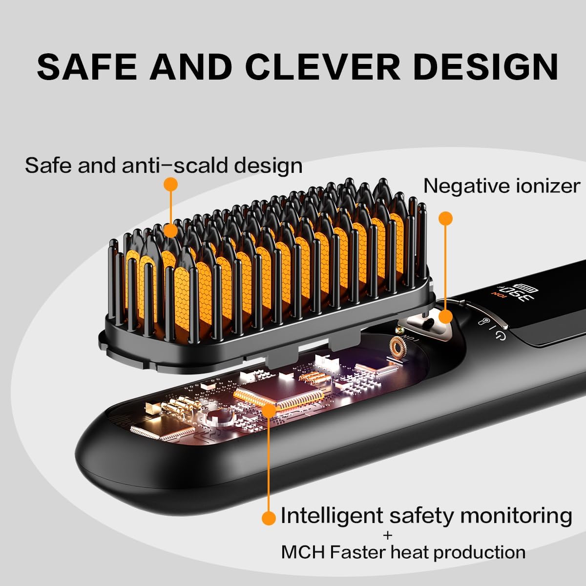 Travel-Friendly Portable Cordless Hair Straightener Brush with Safety Lock and 300 Million Ions - Image 6