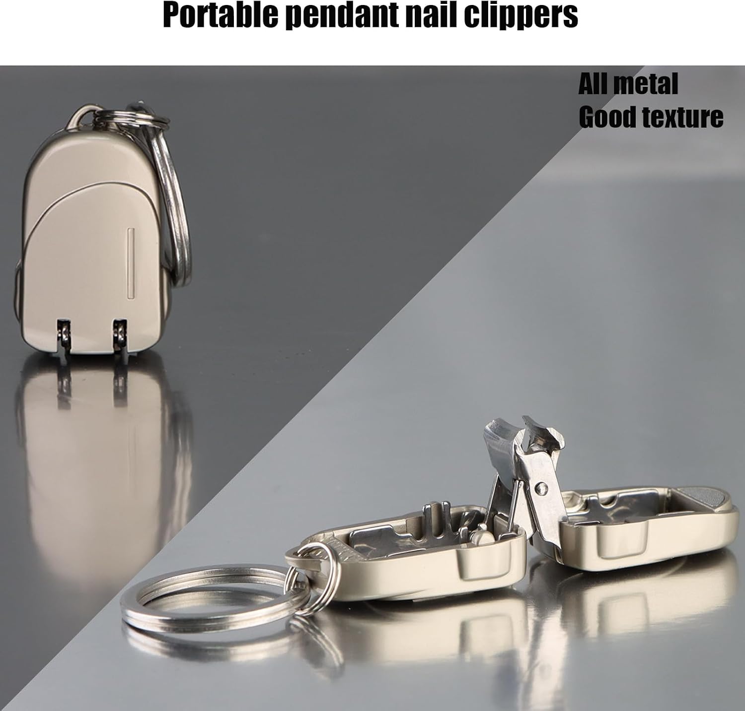 Portable Folding Mini Nail Clippers,All Metal Compact Small Nail Trimmers with Backpack Patterns,Stainless Steel Nail Clippers Keychain Accessories for Travel,Keychain Nail Clipper - Image 2
