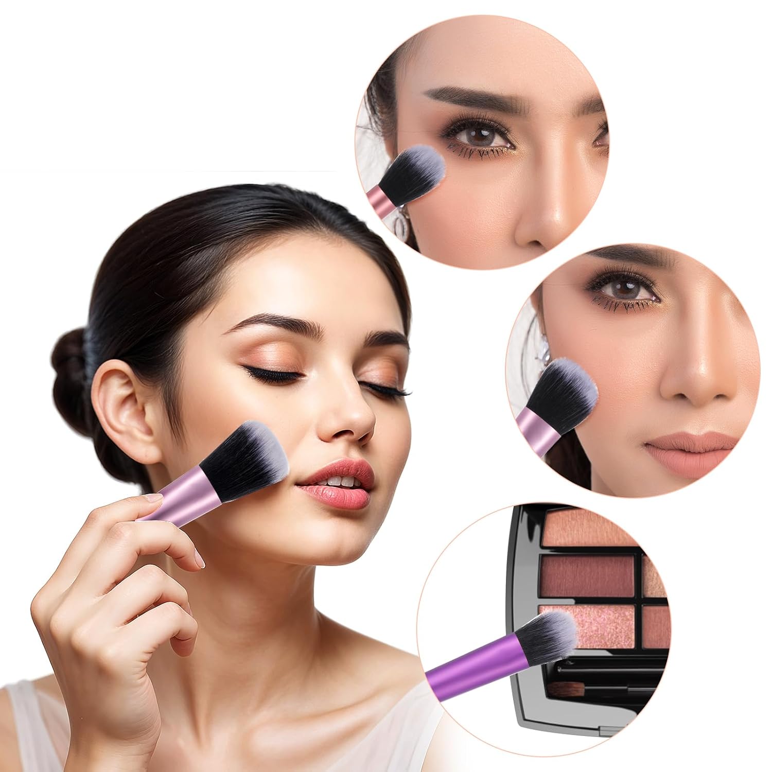 Portable Mini Makeup Brush Set with Pouch, Full Function Cosmetic Brushes Kit Pink - Image 7