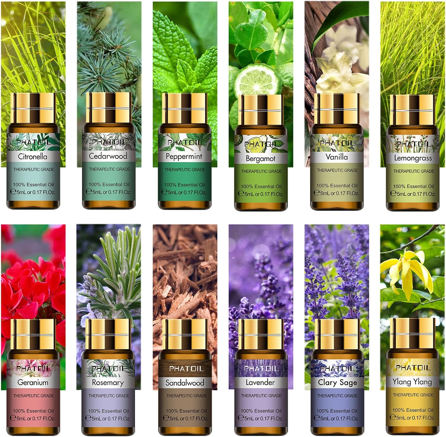 Premium Essential Oils Set, Pure Aromatherapy Oils Gift Set -15 Pack/5ml for Relaxation, Diffuser, Humidifier, Home, Office, Yoga - Image 2