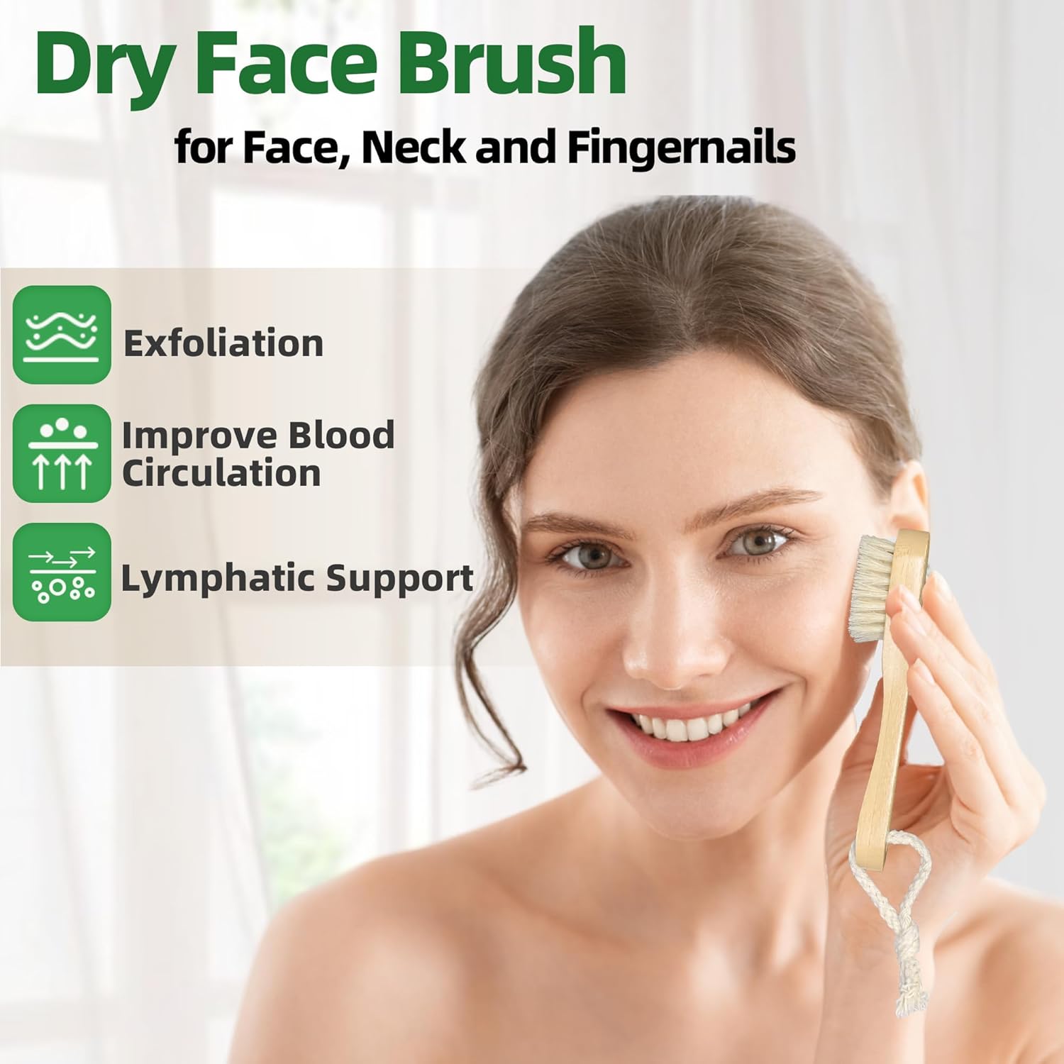 Premium Face Scrubber Set, Facial Cleansing Brush for Exfoliator, Natural Bristle Face Scrubber for Lymphatic Drainage, Unclog Pores, Sensitive Skin, Reduce Ance, Glowing, 2 Pack(Soft & Dry) - Image 3