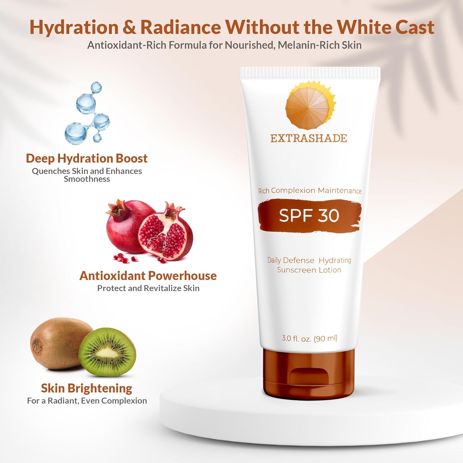 Premium Hydro Boost Black People Sunscreen for Melanin Rich, Dark, and Black skin, No White Cast, Non Greasy, Oil Free, Broad Spectrum UVA/UVB SPF 30, Daily Sun Protection (3 FL Oz) - Image 6