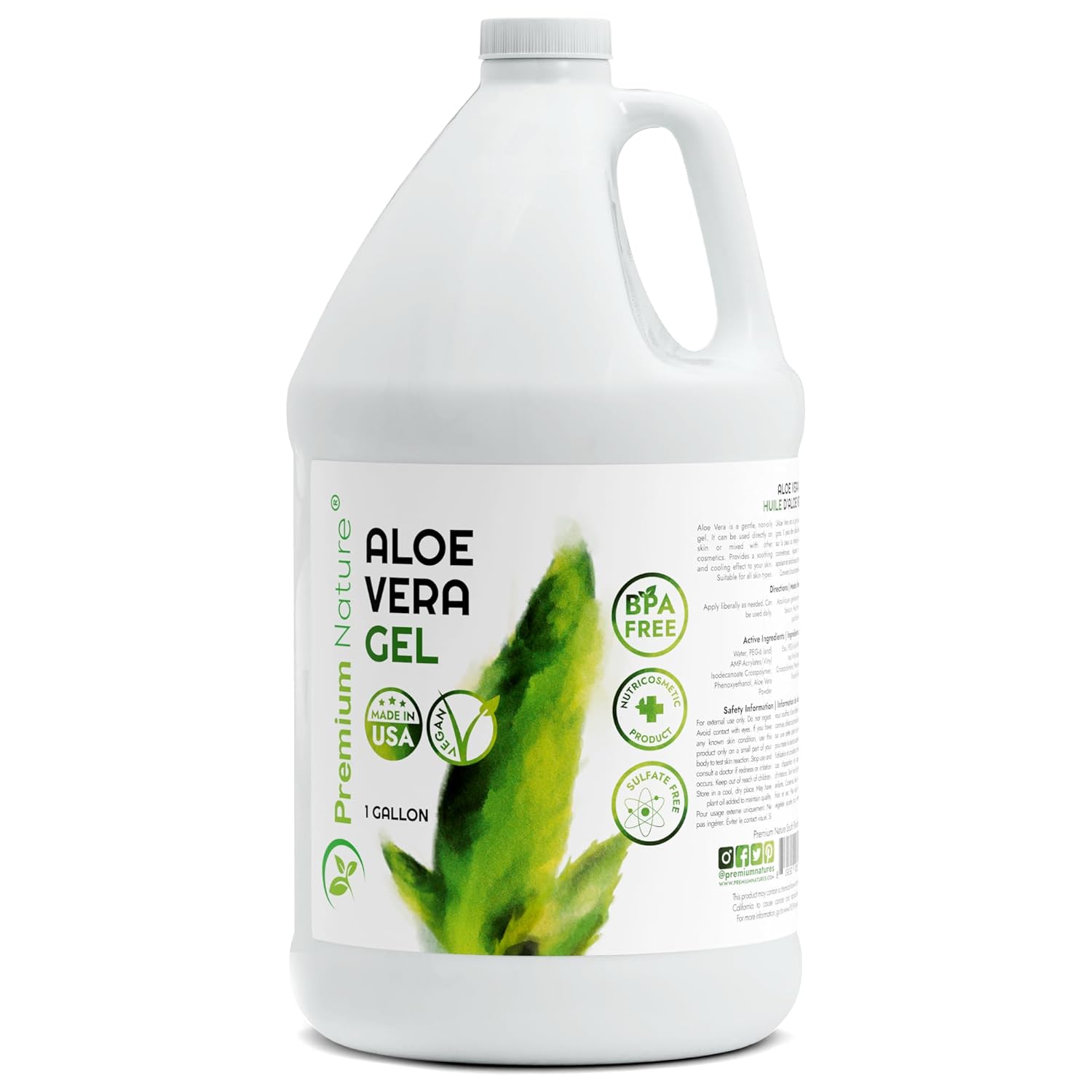 Premium Nature Pure Aloe Vera Gel For Face & Dry Skin, Sunburn Relief, Jelly for Skin Moisturizer from Aloe Vera Plant for Hair Aloe Gel 1 Gallon Bottle Bulk Size