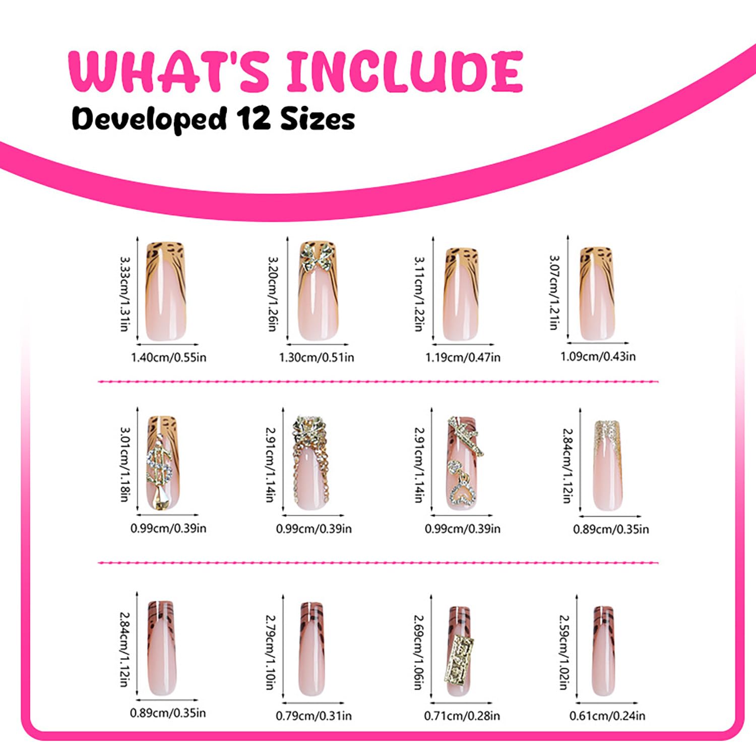Press on Nails Long Coffin Shaped Acrylic Glossy Full Cover Long Square French False Nails with Designs Artificial Extra Long Fake Nails with Charms Glue ons Fingernails for Women(XG10114) - Image 3