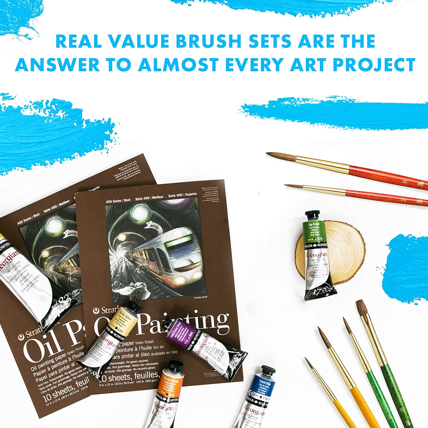 Princeton RealValue Paintbrush, Round 1,3,5,Filbert 4,Script 1,Wash 3/8, Dark Blue - Image 5