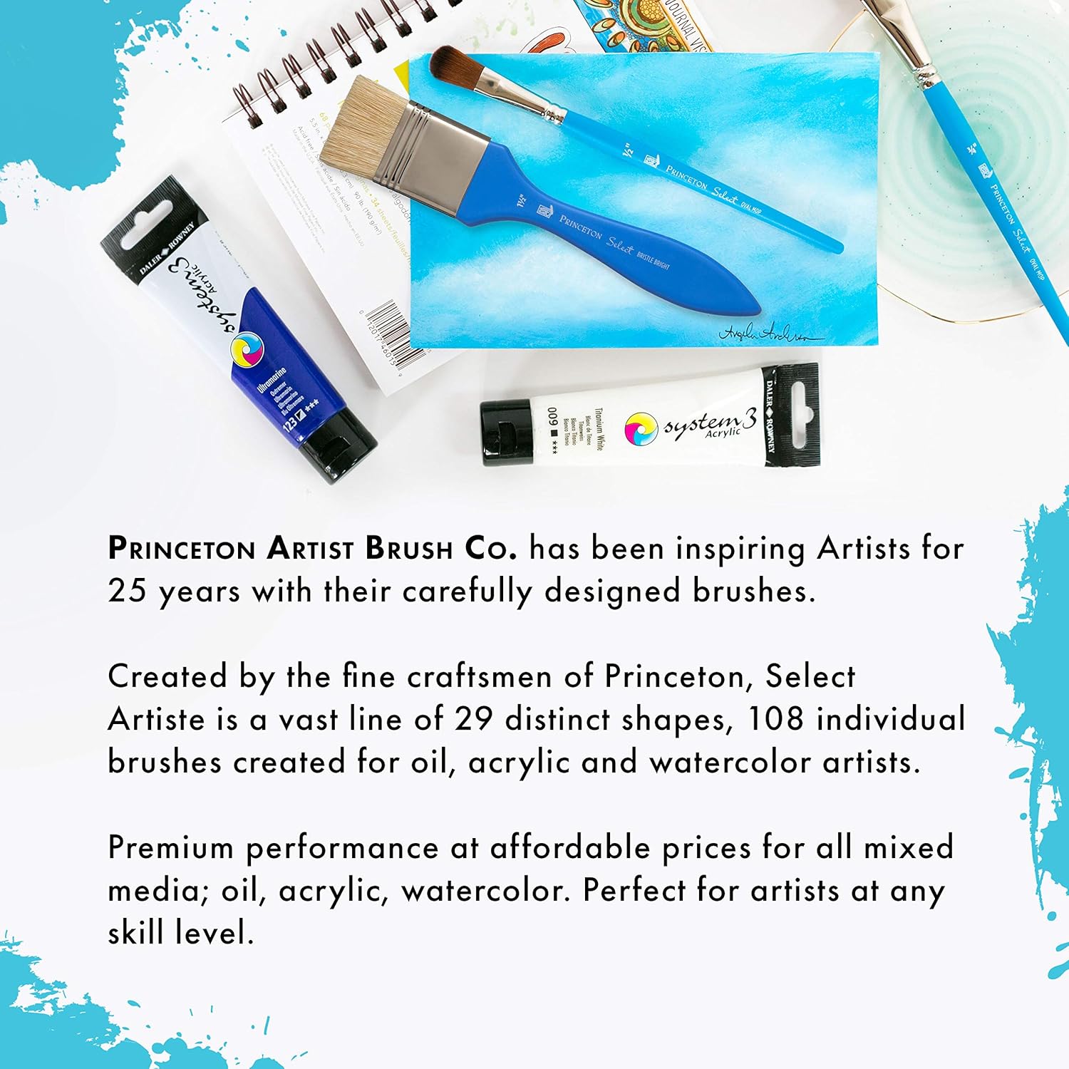 Princeton Select Artiste, Series 3750, Paint Brush for Acrylic, Watercolor and Oil, Oval Mop, 3/4 Inch - Image 7