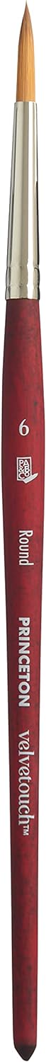 Princeton Velvetouch, Series 3950, Paint Brush for Acrylic, Oil and Watercolor, Round, 6
