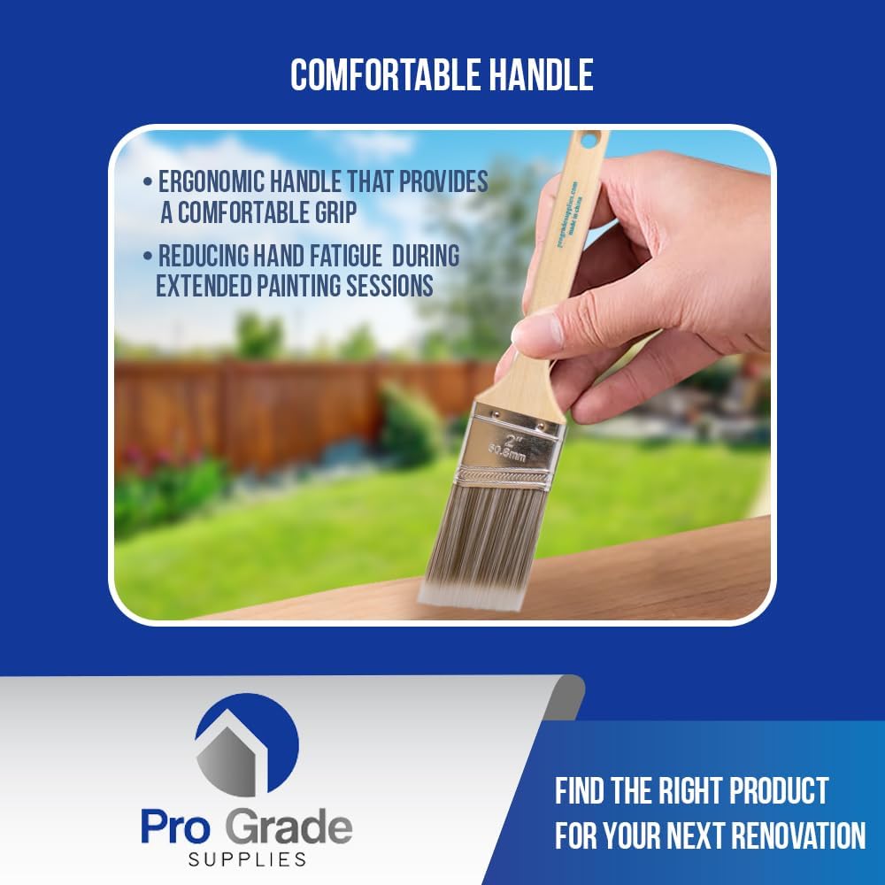 Pro Grade 2 Inch Angle Paint Brush 3-Pack for Latex and Oil Paints - Image 6