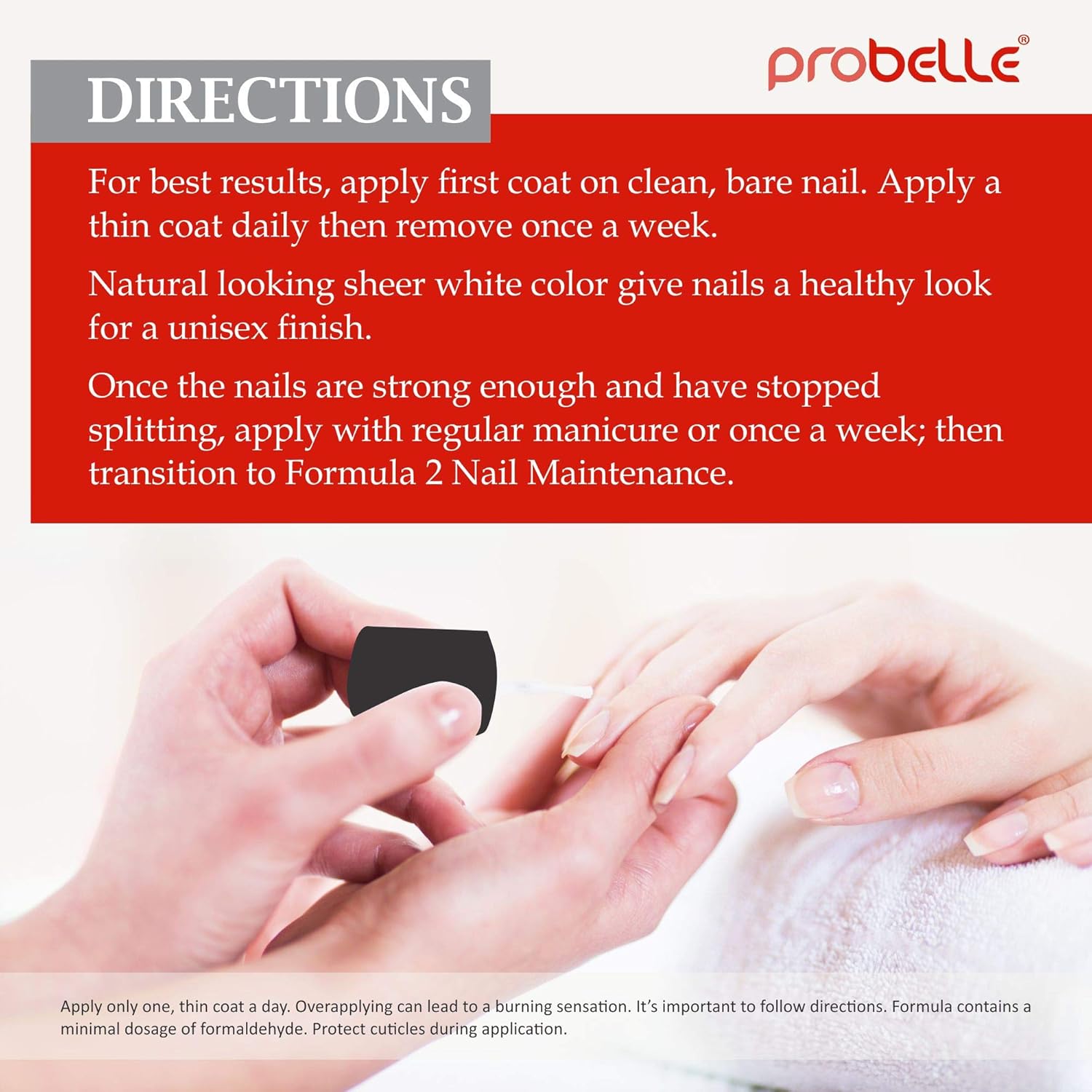 Probelle Nail Hardener Formula 1 - Repair Damaged Nails, Extra Strong Nail Growth Base Coat For Brittle Nails, Grows and Strengthens Soft, Weak Nails, Aids Splitting, Breaking, Peeling Nails - Image 4