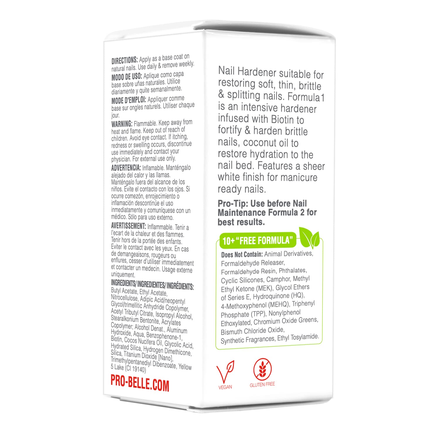 Probelle Nail Hardener Formula 1 - Repair Damaged Nails, Extra Strong Nail Growth Base Coat For Brittle Nails, Grows and Strengthens Soft, Weak Nails, Aids Splitting, Breaking, Peeling Nails - Image 2