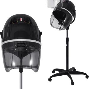 Professional 1050W Standing Hair Dryer, Fast Hair Drying Low Noise for Salon, Adjustable Temperature 0-167℉, Timer 0-60 Min, Height 31-51 Inches, Hooded Hair Dryers for Salon Home Black