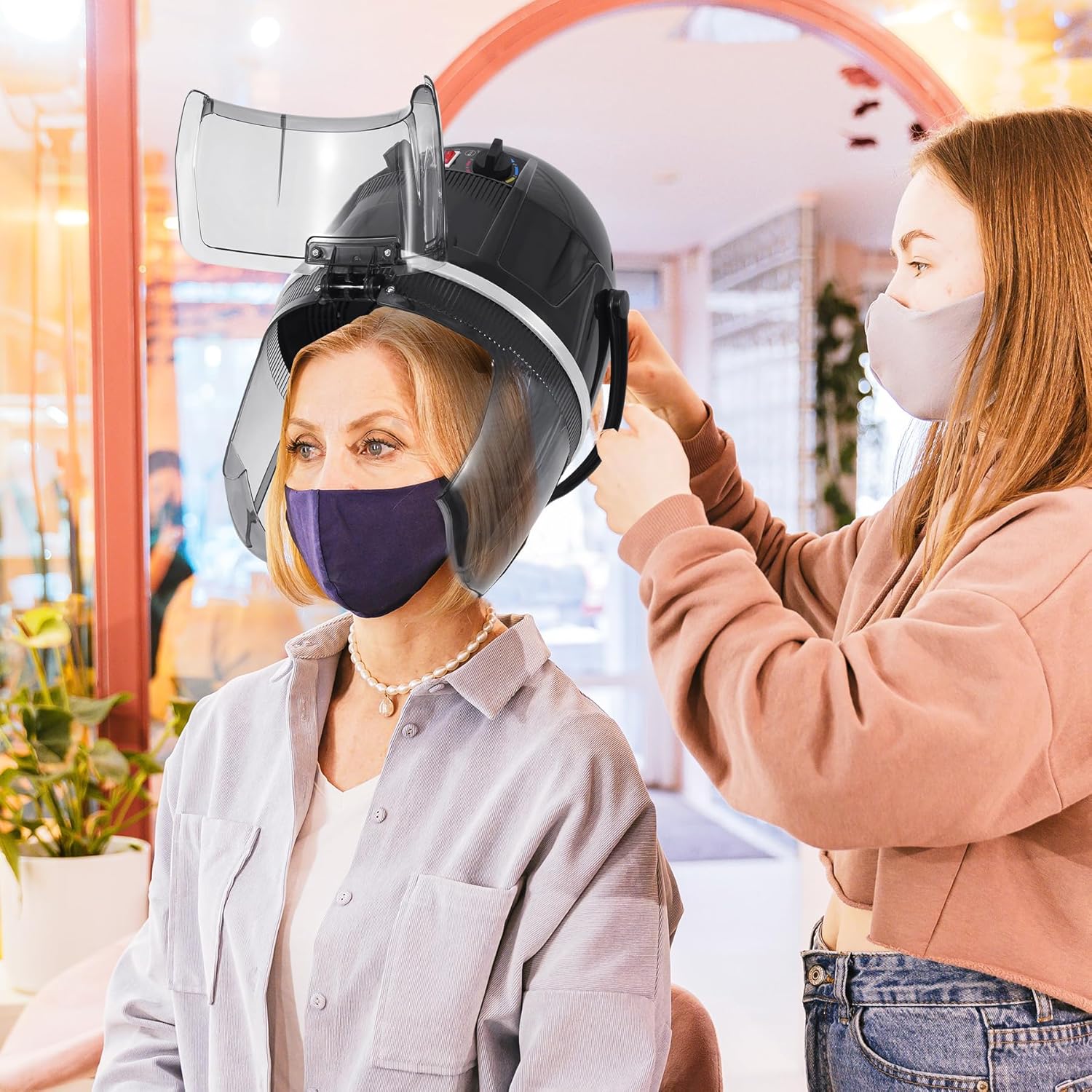 Professional 1050W Standing Hair Dryer, Fast Hair Drying Low Noise for Salon, Adjustable Temperature 0-167℉, Timer 0-60 Min, Height 31-51 Inches, Hooded Hair Dryers for Salon Home Black - Image 6