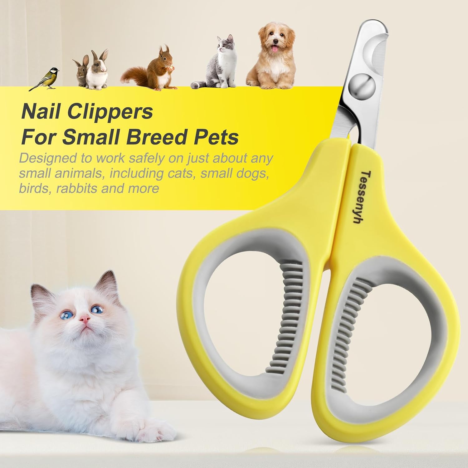 Professional Cat Nail Clipper, Stainless Steel Cat Nail Trimmer for Small Animals, with Sharp Blade and Anti-Slip Handles for Safe and Effective Grooming - Image 5