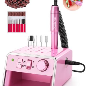 Professional Electric Nail Drill Portable Nail File for Acrylic Gel Nails, 20000RPM Professional Nail Drill Machine for Nail Polish Remover with the Function of Storing Manicure Accessories, Purple