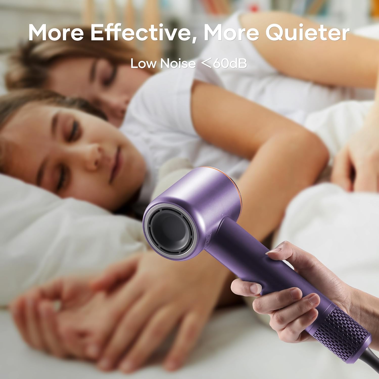 Professional Hair Dryer, 200 Million Negative Ionic Blow Dryer with 110000 RPM Brushless Motor, 1500W High-Speed HairDryer with Magnetic Nozzle & Diffuser for Salon, Home, Travel (Elegant Purple) - Image 3