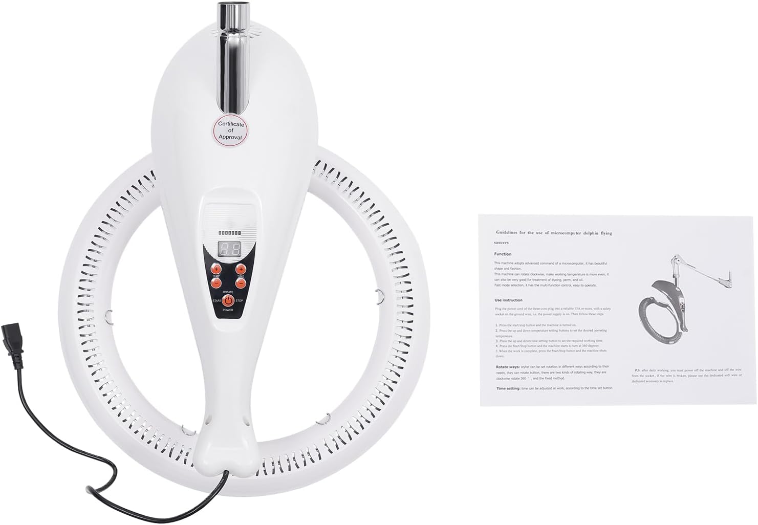 Professional Hair Heat Lamp for Salon, 104-140℉ Wall Mount Rotating Dryer Machine, White - Image 7