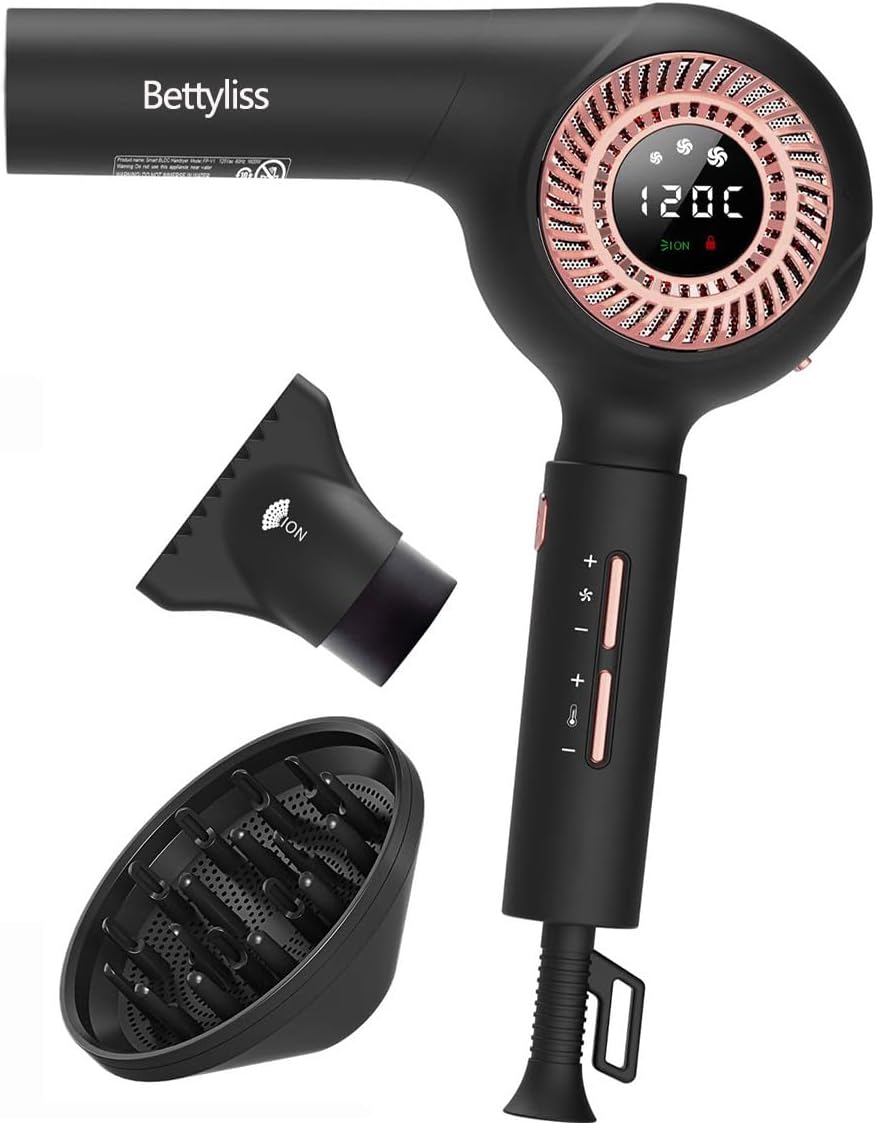 Professional High-Speed Hair Dryer - Classic Upgrade with Modern Technology and LED Display for Hairstylists (Black) - Image 7