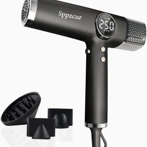 Professional High Speed Hair Dryer with Diffuser, Ionic Blow Dryer 1600W 110000rpm Lightweight Portable Hair Dryer with BLDC Motor, 3 Nozzles, for Women, Men, Travel