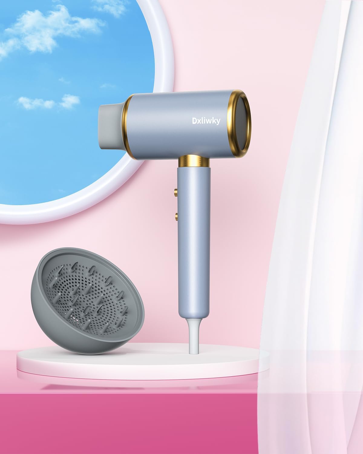 Professional Ionic Hair Dryer Blow Dryer 1875W with Diffuser and Concentrator, Constant Temperature Hair Care,Fast Drying Low Noise for Home Salon Travel (Light Blue) - Image 7