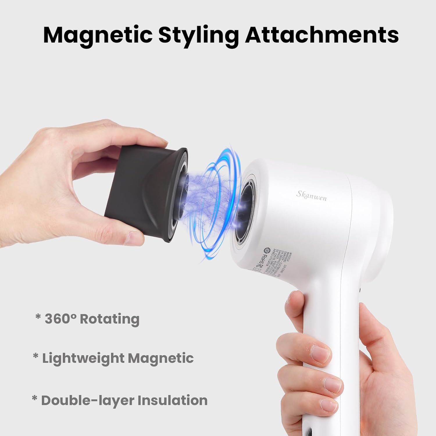 Professional Ionic Hair Dryer, High-Speed Blow Dryer with 110,000 RPM Brushless Motor for Fast Drying | Lightweight, Low Noise, Thermo-Controlled Hairdryer for Women, Home/Travel, Pearl White - Image 6
