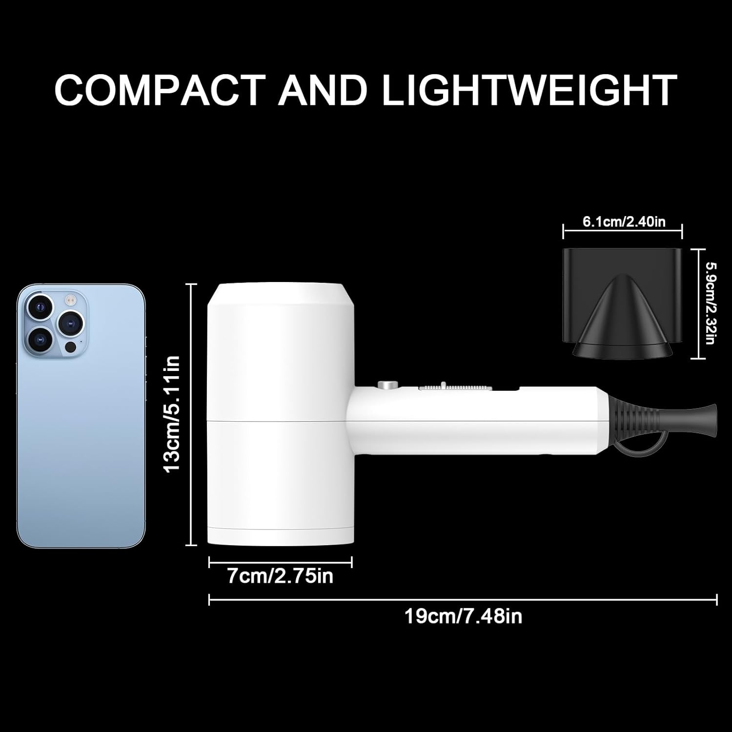 Professional Ionic Salon Hair Dryer, Slopehill Powerful 1800W Fast Dry Low Noise Blow Dryer with 2 Concentrator Nozzle 1 Diffuser Attachments for Home Salon Travel (White) - Image 5