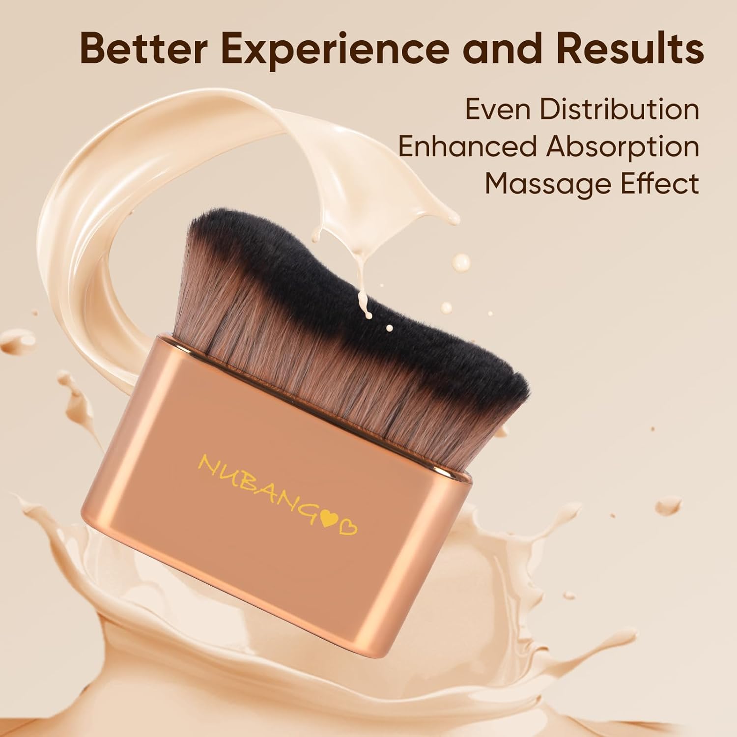 Professional Kabuki Foundation Brush,Makeup Brush, Self Tanner Brush,Self Tanning brush,Foundation Makeup Brush Cream Powder Liquid,Face Neck Body Leg Tanning Makeup (Pink Gold) - Image 3