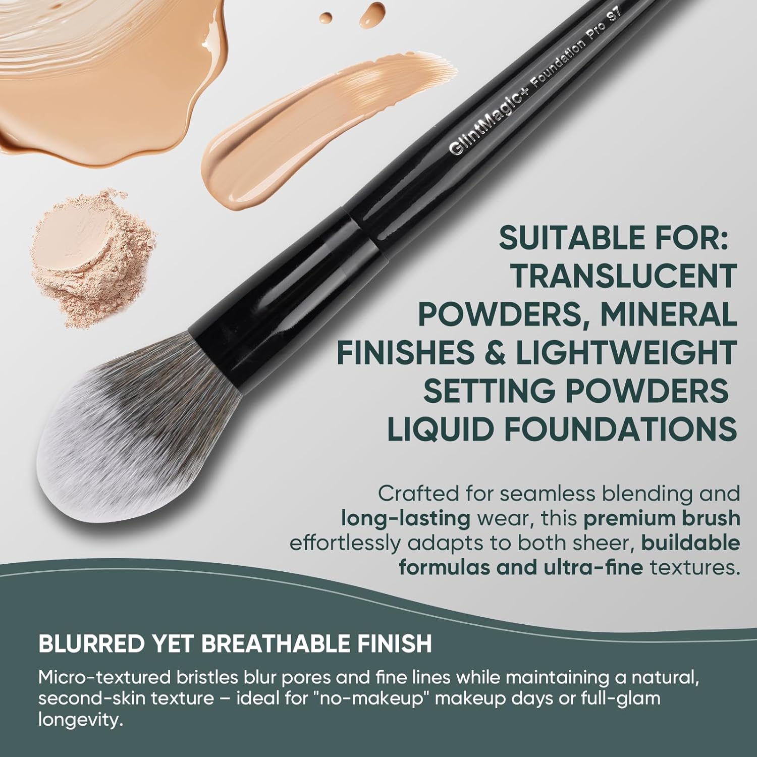 Professional Powder Brush for Loose/Pressed Powder, Tapered Setting Powder Brush, Ultra-Soft Bristles Use for Blush & Bronzer Airbrush Finish, Mineral Makeup, Face Foundation&Contouring - Image 5