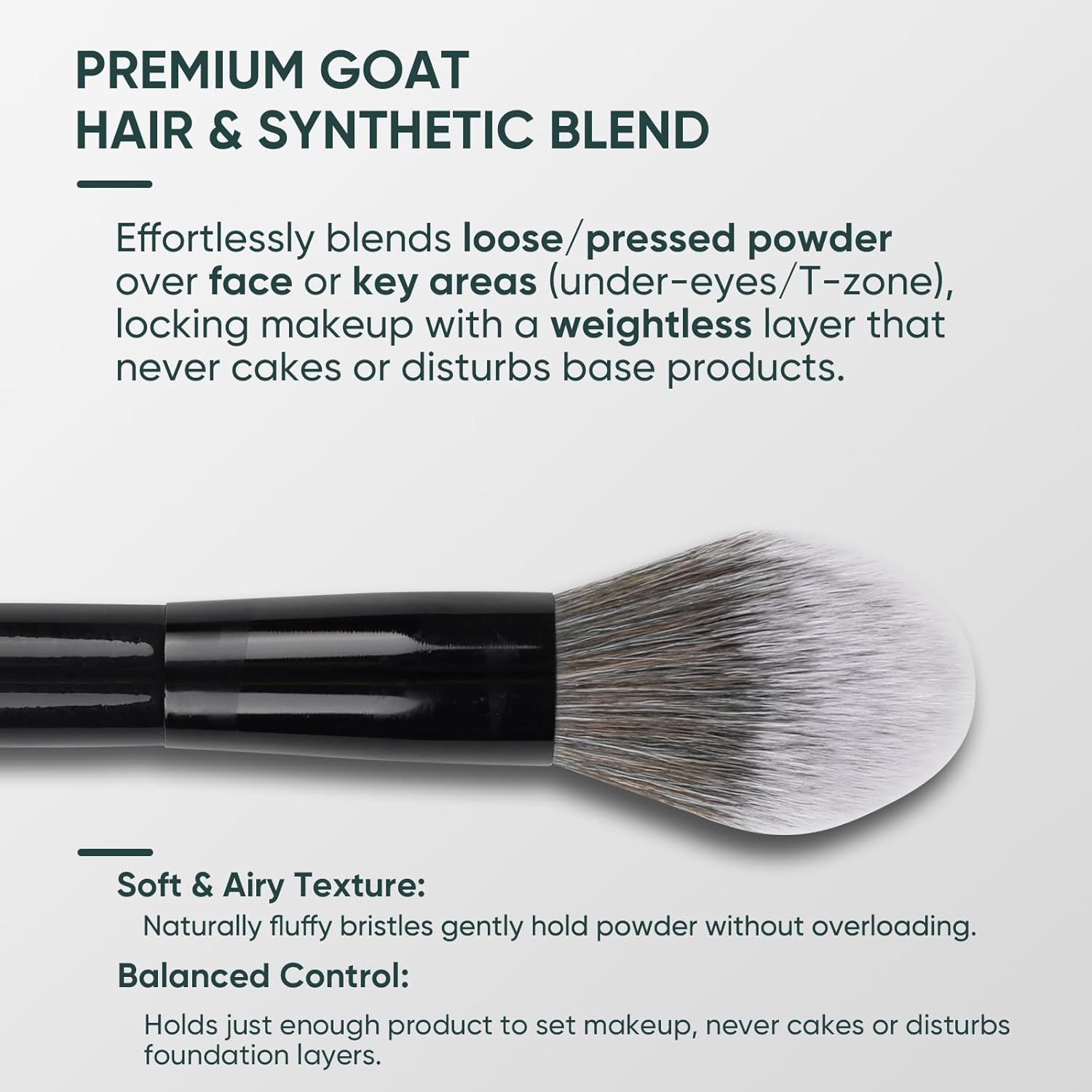 Professional Powder Brush for Loose/Pressed Powder, Tapered Setting Powder Brush, Ultra-Soft Bristles Use for Blush & Bronzer Airbrush Finish, Mineral Makeup, Face Foundation&Contouring - Image 4