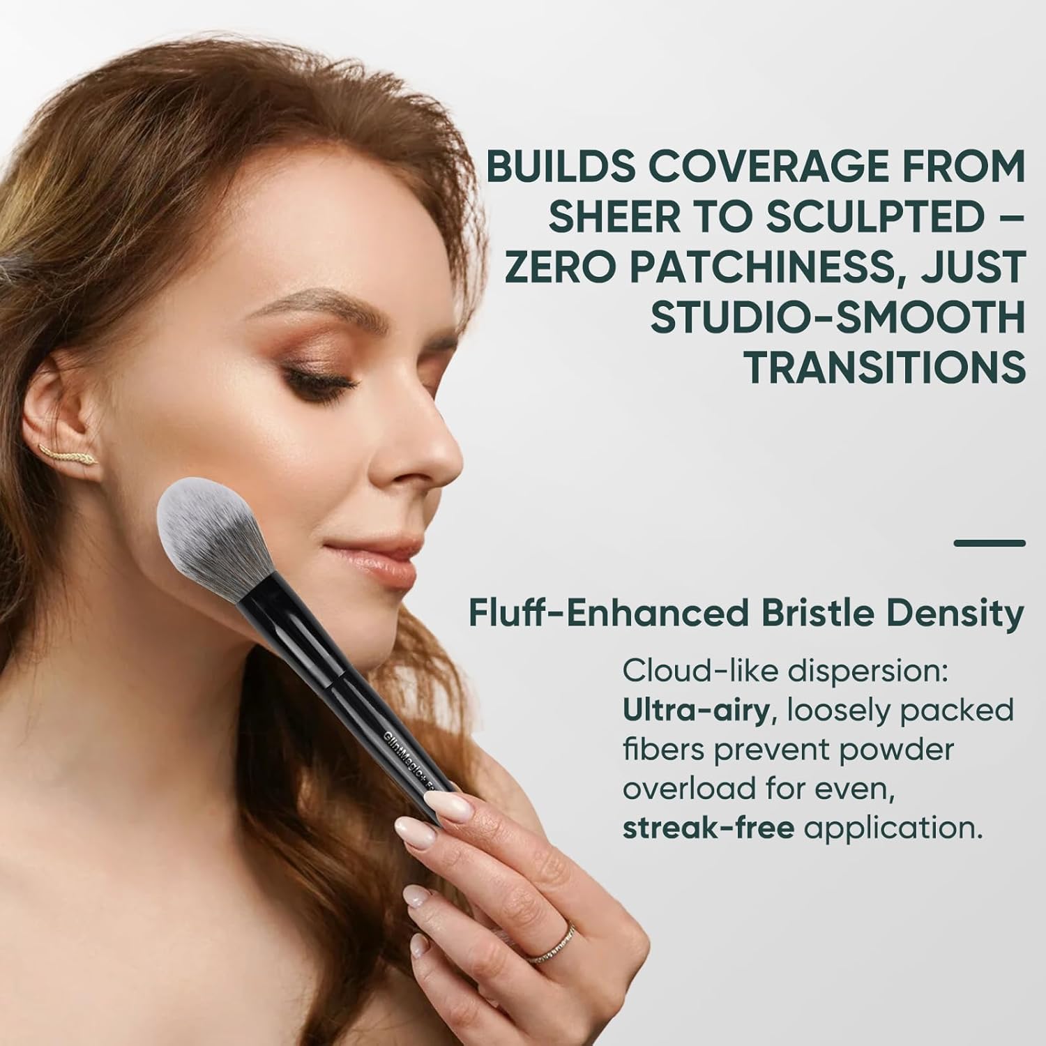 Professional Powder Brush for Loose/Pressed Powder, Tapered Setting Powder Brush, Ultra-Soft Bristles Use for Blush & Bronzer Airbrush Finish, Mineral Makeup, Face Foundation&Contouring - Image 3