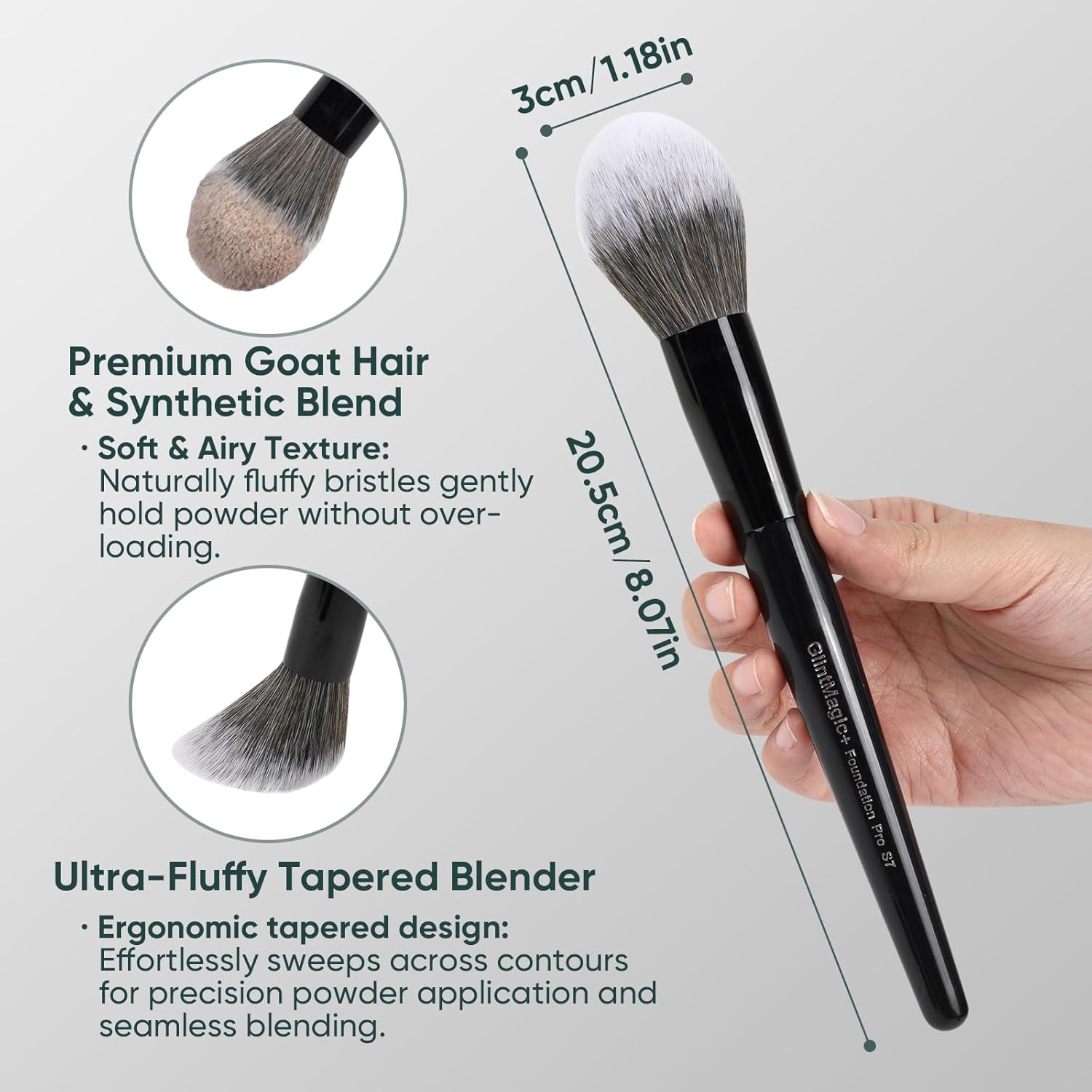 Professional Powder Brush for Loose/Pressed Powder, Tapered Setting Powder Brush, Ultra-Soft Bristles Use for Blush & Bronzer Airbrush Finish, Mineral Makeup, Face Foundation&Contouring - Image 6