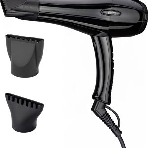 Professional Salon Hair Dryer, Blow Dryer Active Oxygen Negative ions Dryer with Attachments for Fast Drying for Family, Low Noise (Mirror Black, 2 Accessories)