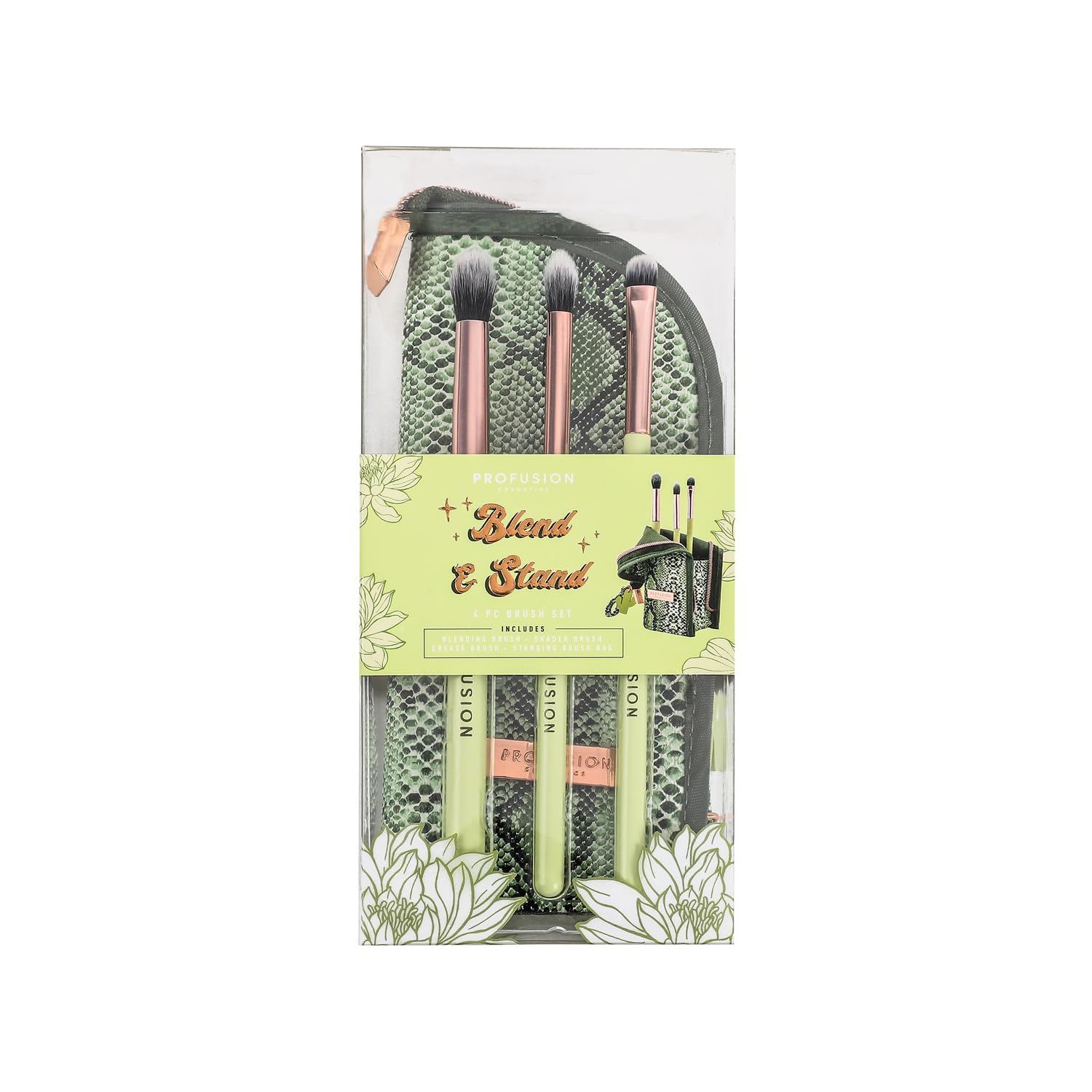 Profusion Cosmetics Desert Sage Blend and Stand 4pc Bag and Eye Brush Set for Artists and DIY, Expand Your Makeup Game With Adventure Inspired Eye Brushes for Stunning and Creative Eye Looks - Image 3