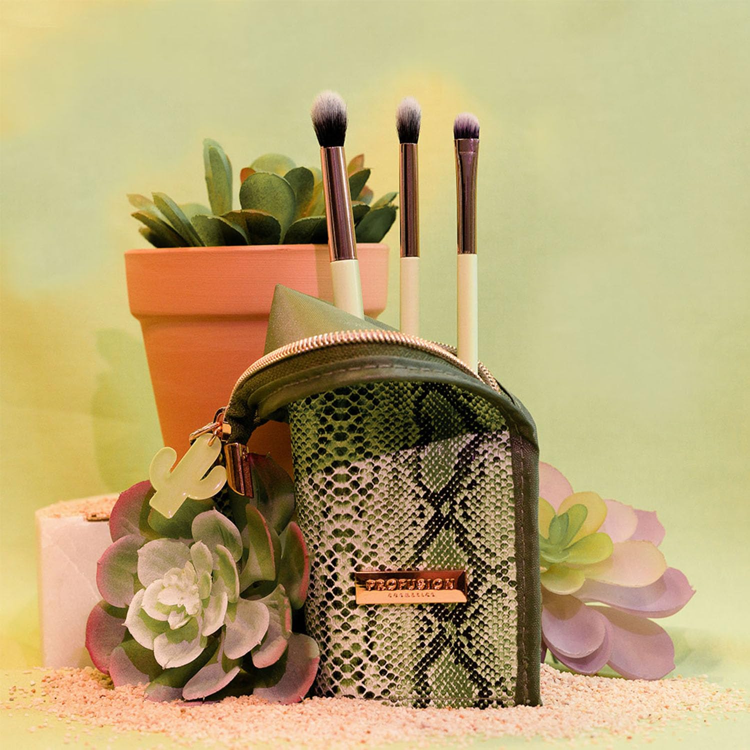 Profusion Cosmetics Desert Sage Blend and Stand 4pc Bag and Eye Brush Set for Artists and DIY, Expand Your Makeup Game With Adventure Inspired Eye Brushes for Stunning and Creative Eye Looks - Image 6