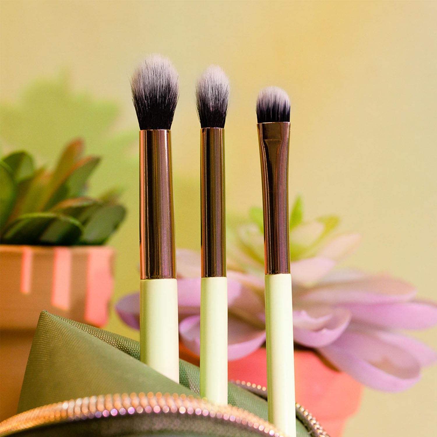 Profusion Cosmetics Desert Sage Blend and Stand 4pc Bag and Eye Brush Set for Artists and DIY, Expand Your Makeup Game With Adventure Inspired Eye Brushes for Stunning and Creative Eye Looks - Image 2