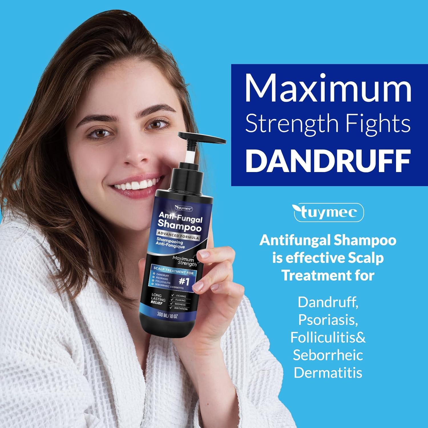 Psoriasis Shampoo, Seborrheic Dermatitis Shampoo, Folliculitis Shampoo, Dandruff Shampoo for Men and Women, Anti-Fungal Shampoo for Dandruff 300ML. - Image 5