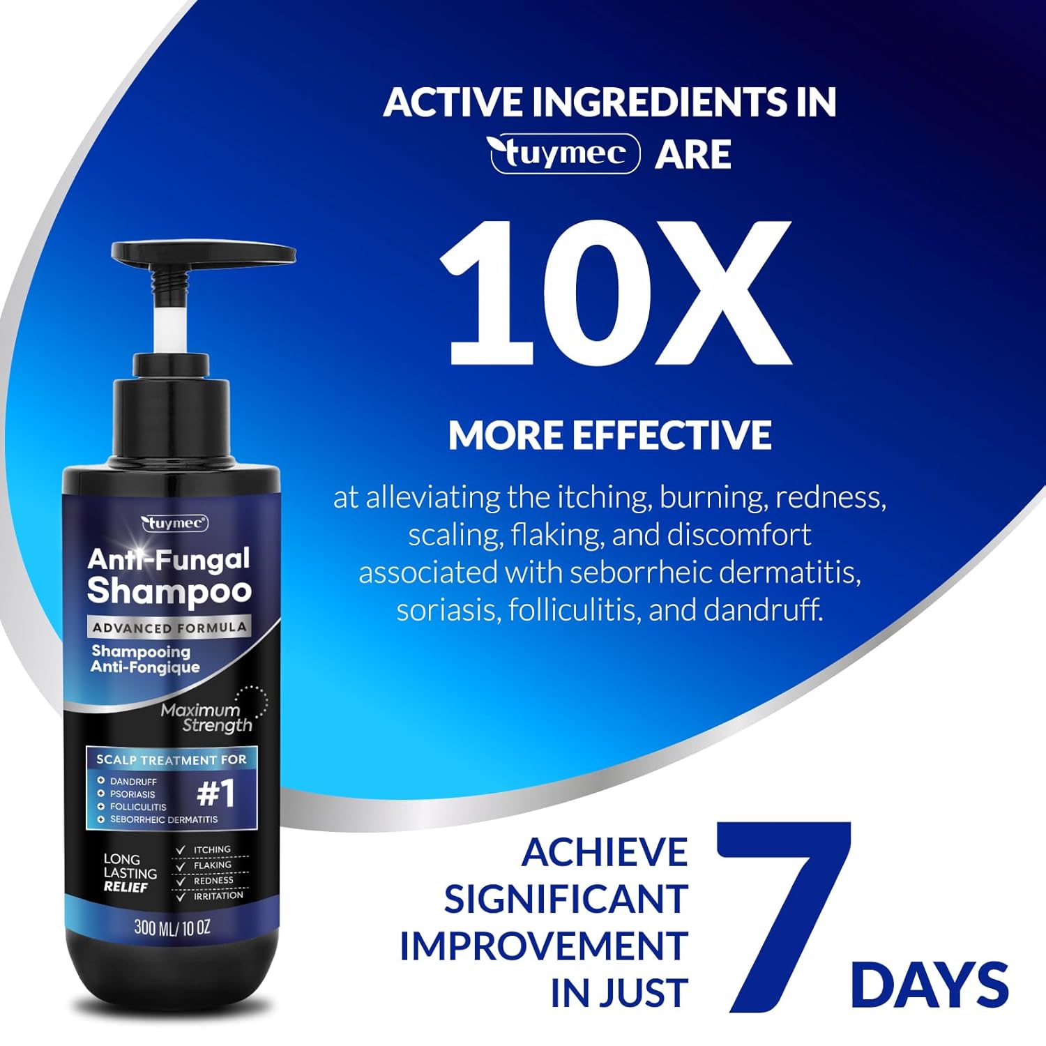 Psoriasis Shampoo, Seborrheic Dermatitis Shampoo, Folliculitis Shampoo, Dandruff Shampoo for Men and Women, Anti-Fungal Shampoo for Dandruff 300ML. - Image 3