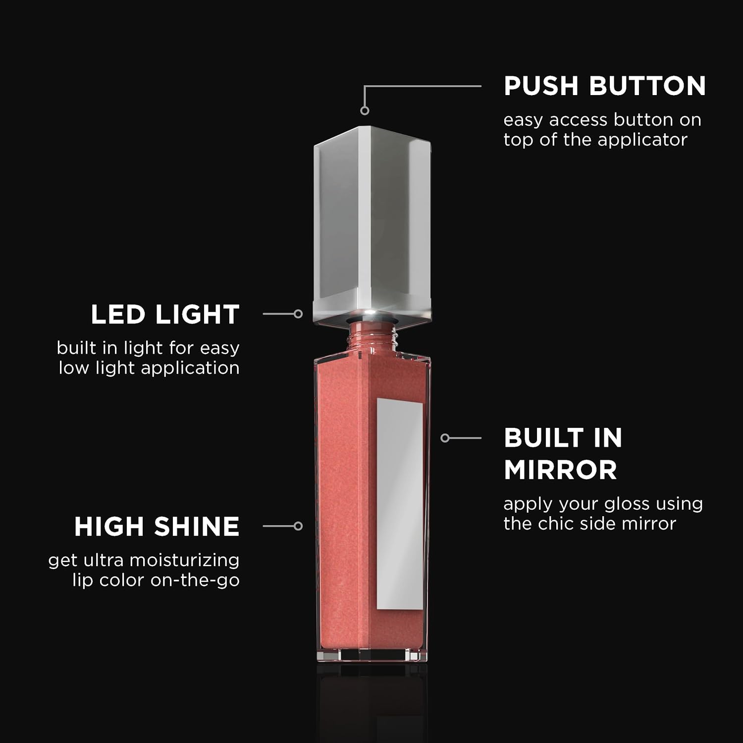 Pure Cosmetics Pure Illumination Lip Gloss - LED-lit Applicator w/Side Mirror - Non-Sticky, Moisturizing & Hydrating Lip Glosses - Soothes & Heals Dried Chapped Lips (Classy) - Image 3