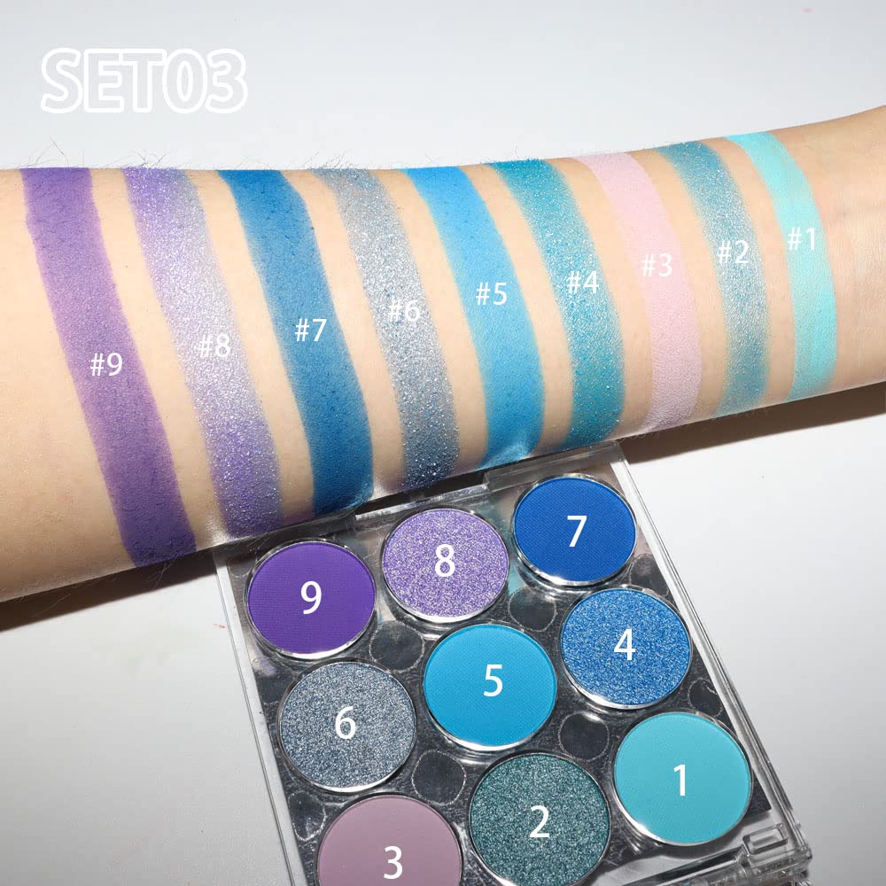 Purple Blue Eyeshadow Palette, Shimmer & Matte Violet Green Powder for Eye Makeup – 9-Color Highly Pigmented Light Dark Blue Pink Shades, Blendable Shiny & Matt - Image 5