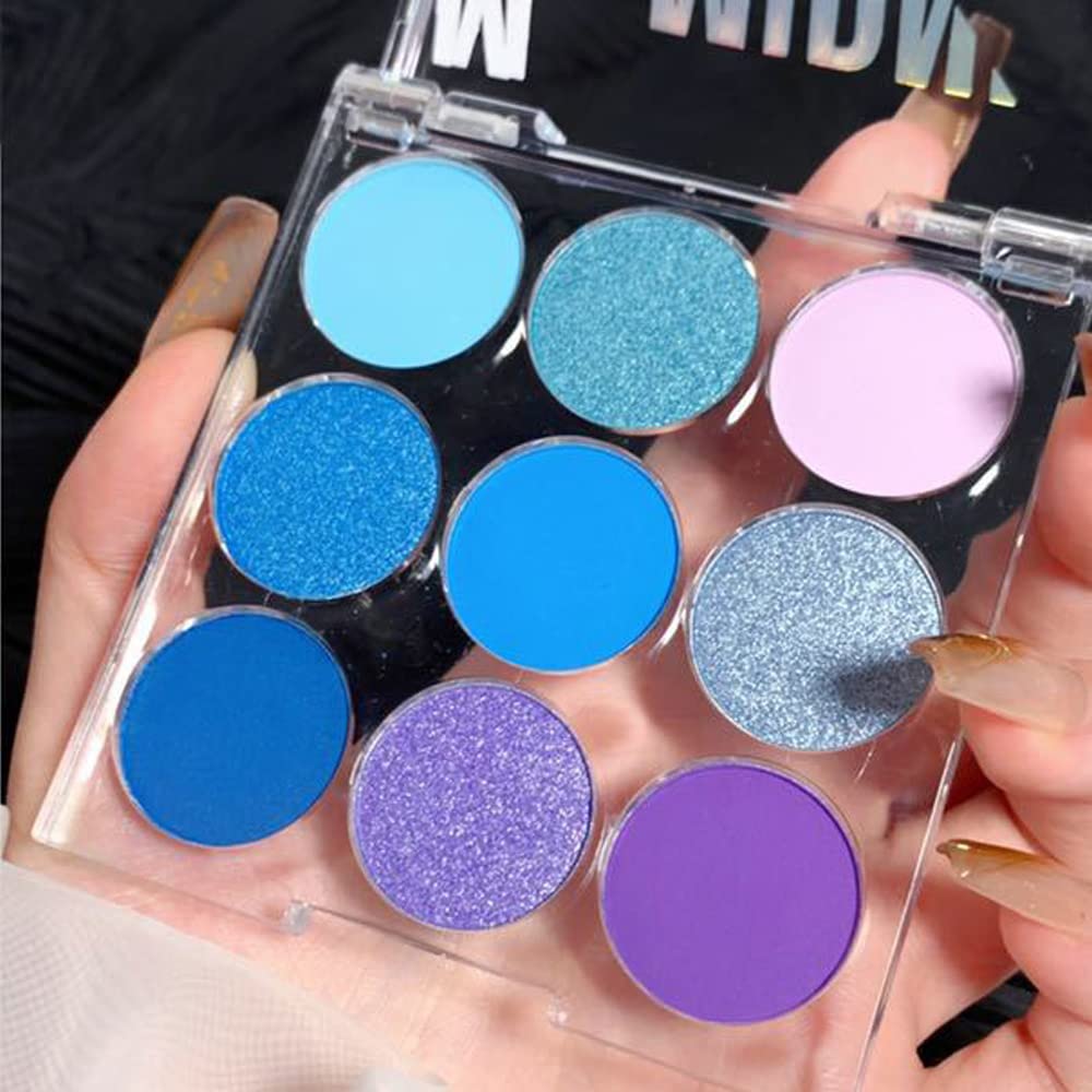 Purple Blue Eyeshadow Palette, Shimmer & Matte Violet Green Powder for Eye Makeup – 9-Color Highly Pigmented Light Dark Blue Pink Shades, Blendable Shiny & Matt - Image 10