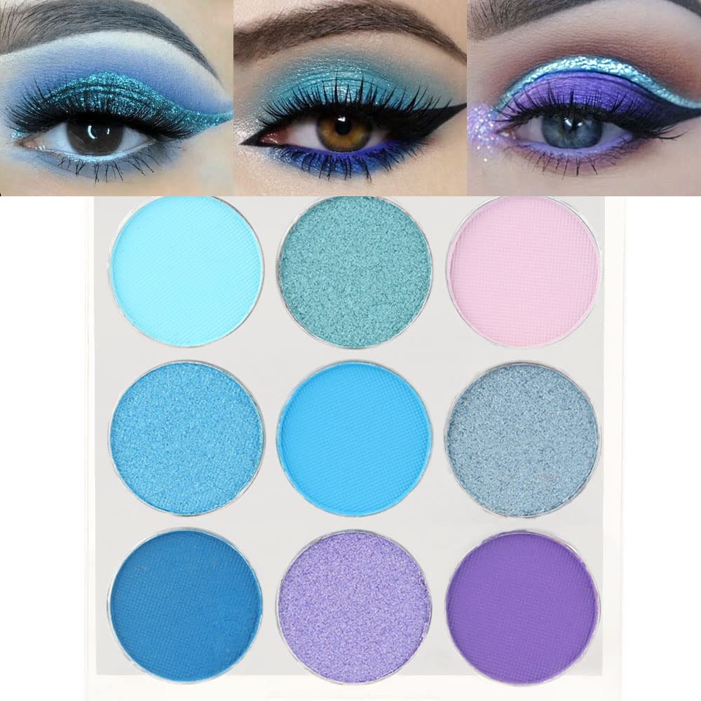 Purple Blue Eyeshadow Palette, Shimmer & Matte Violet Green Powder for Eye Makeup – 9-Color Highly Pigmented Light Dark Blue Pink Shades, Blendable Shiny & Matt - Image 9