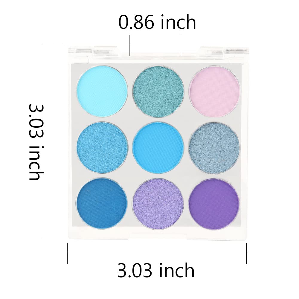 Purple Blue Eyeshadow Palette, Shimmer & Matte Violet Green Powder for Eye Makeup – 9-Color Highly Pigmented Light Dark Blue Pink Shades, Blendable Shiny & Matt - Image 8