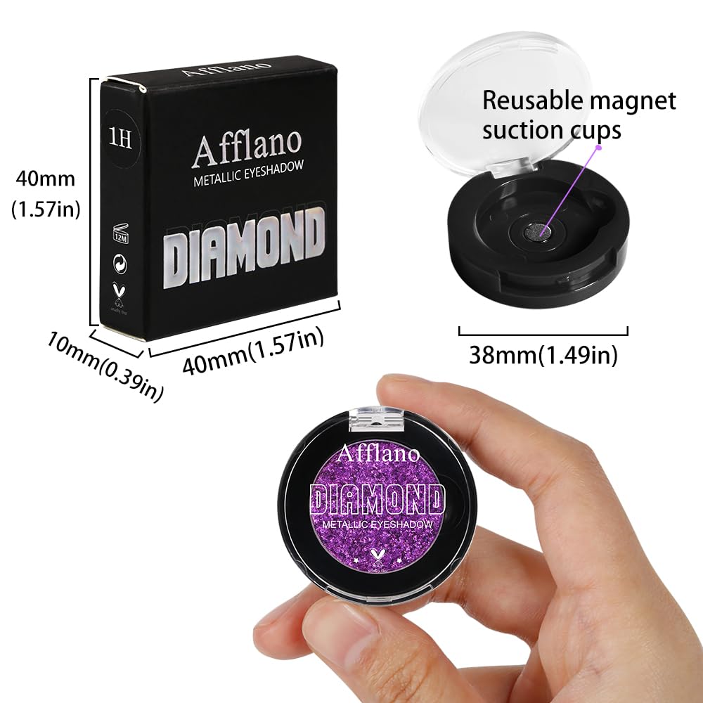 Purple Glitter Eyeshadow, High Impact Diamond Shimmer Eyeshadow Lavender Sparkle Makeup, High Pigment Long Lasting Fine Pressed Eye Glitters/Highlighter, Waterproof Violet Eye Shadow Palette, Vegan - Image 6