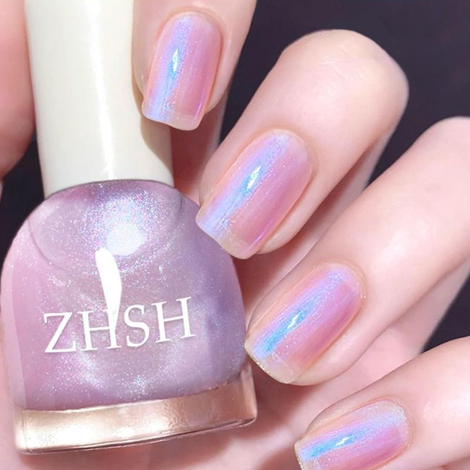 Purple Pearl Nail Polish - Shimmer Nail Polish - Mermaid Pearl Blue Aurora Effect Nail Polish Quick Dry Nail Polish - Pink Pearl Nail Polish for Nail Art DIY Manicure at Home