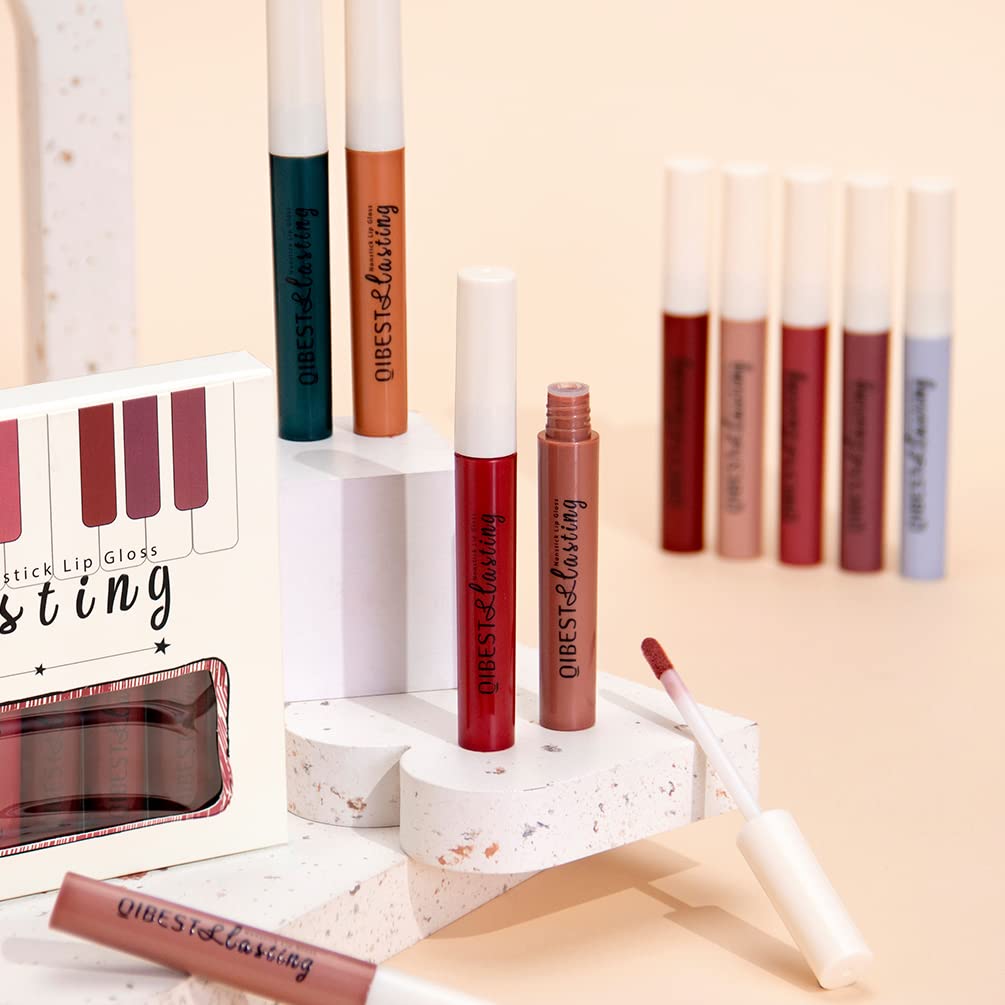 QiBest 12Pcs Matte Liquid Lipstick Set for Girls & Women, 24 Hours Long Lasting Waterproof Nude & Dark Red Lip Gloss Makeup Gift Kits, Velvet Non-Stick Cup Mate Duracion 24 Horas Originales Lip Stains - Image 6