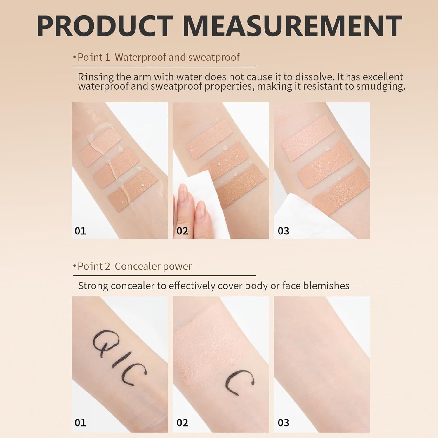 QIC Natural Color Correcting Concealer for Women, Full Coverage Makeup, 1.36 Fl Oz - Image 3
