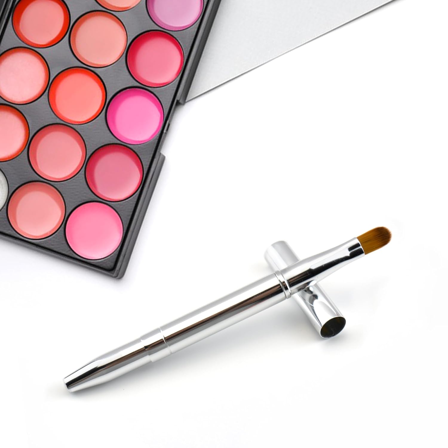 Quacc Double-ended Lip Makeup Brush, Retractable Lip Brush for Lipstick, Lip Gloss, Eyeshadow (Silver) - Image 6