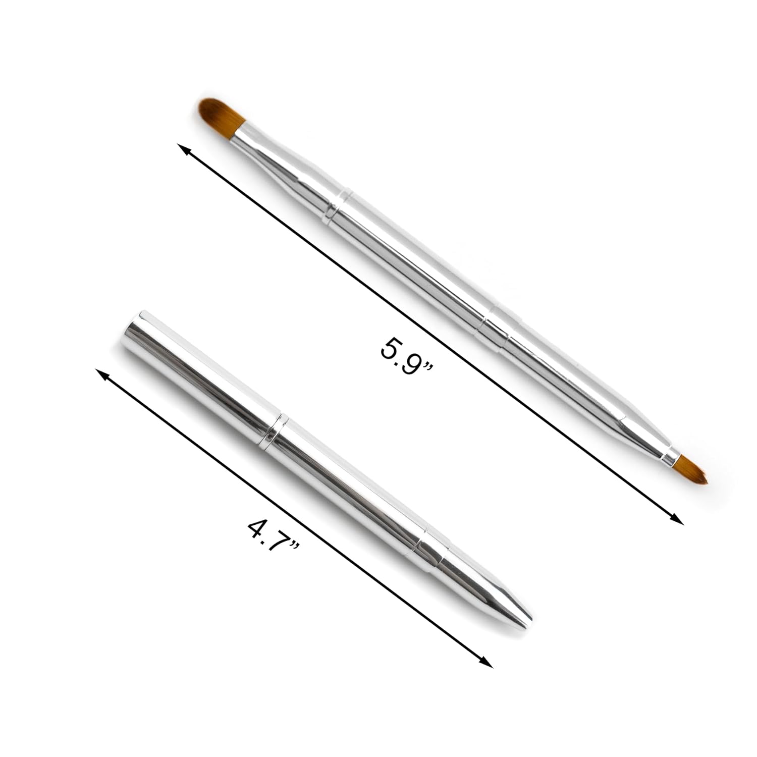 Quacc Double-ended Lip Makeup Brush, Retractable Lip Brush for Lipstick, Lip Gloss, Eyeshadow (Silver) - Image 2